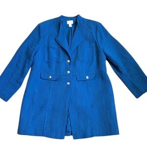 Chico's Textured Topper Jacket Women’s 3 XL Blue Long Blazer Coat